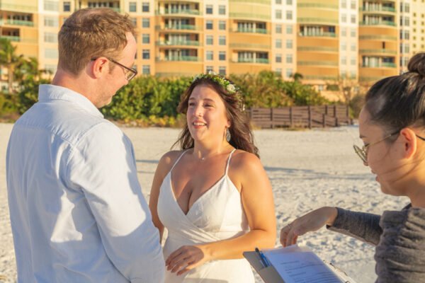 wedding couple during the ceremony on Marco Island