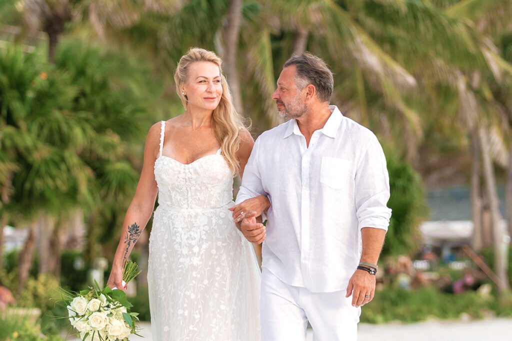 couple walk to their elopement ceremony
